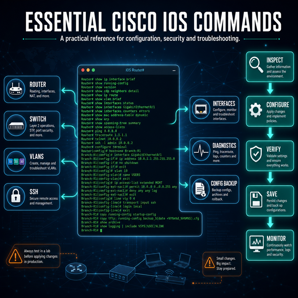 Essential Cisco IOS Commands for Network Configuration and Troubleshooting