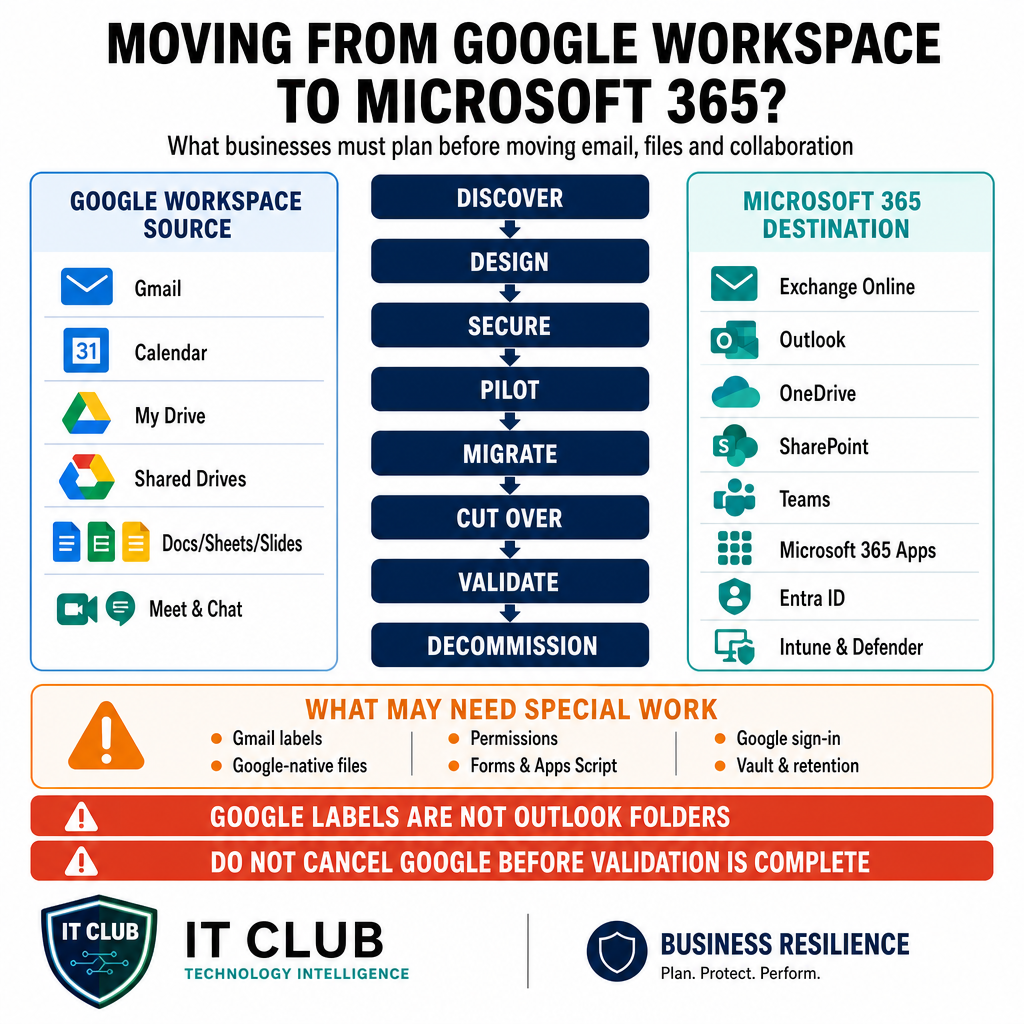 Moving from Google Workspace to Microsoft 365: What Businesses Need to Plan